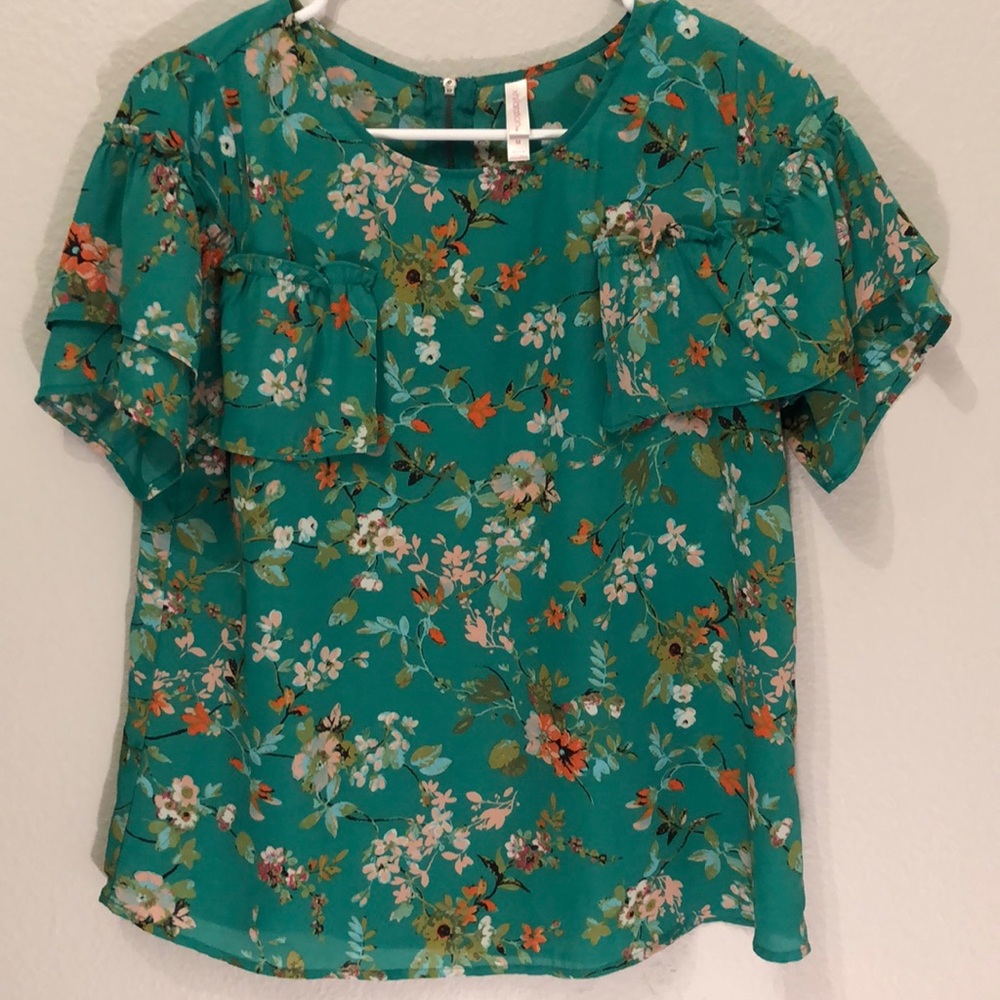 Green Floral Flowy Shirt